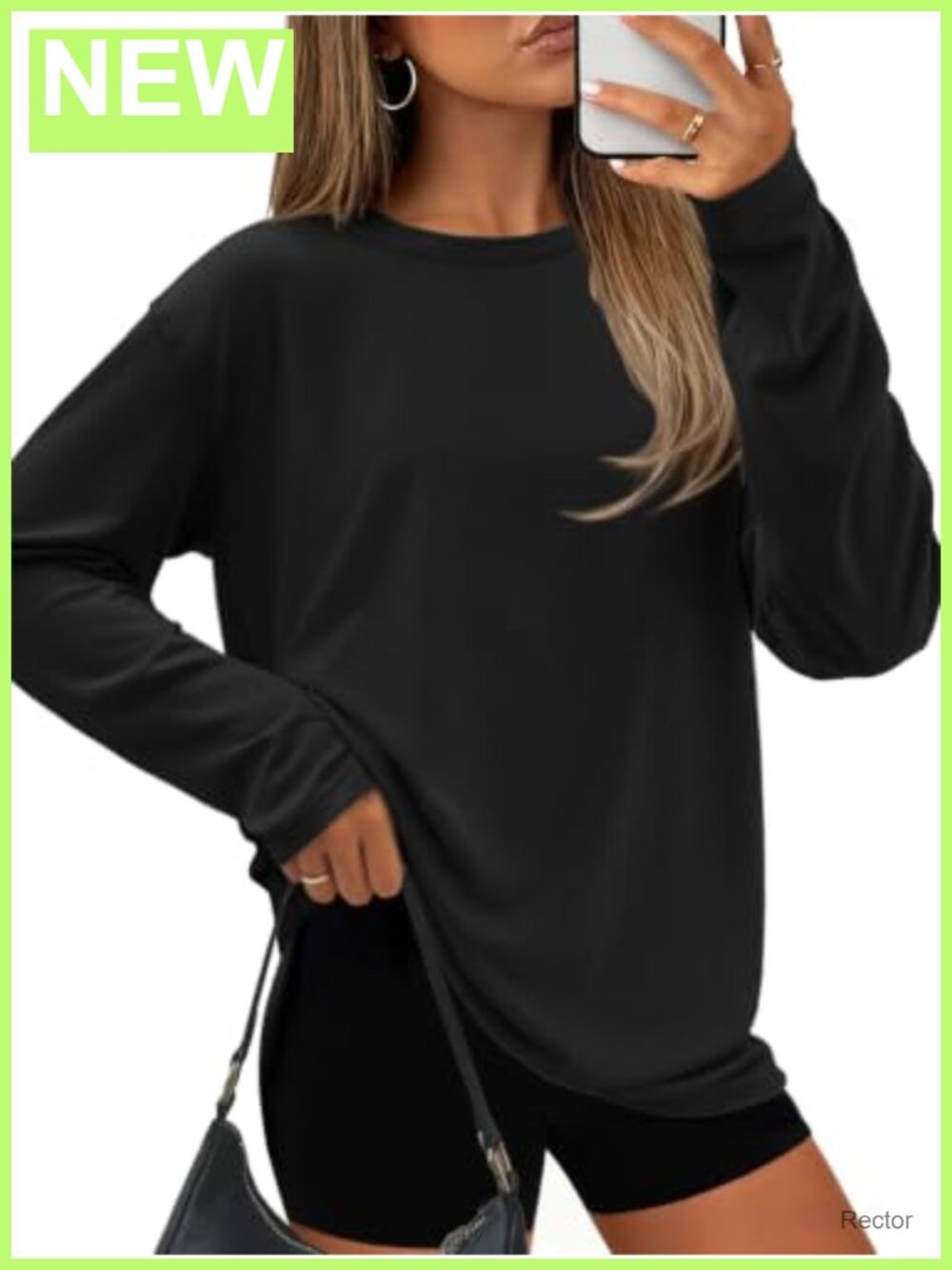 ATHMILE Oversized Long Sleeve Tee - Casual Crewneck Drop Shoulder Loose Fit